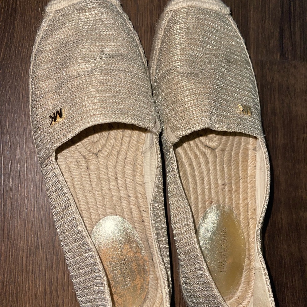 MICHAEL KORS Kendrick glitter Chain mesh  ship on Espadrille Size 7